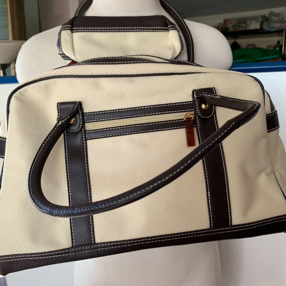 Estee Lauder Ivory Brown Case Make Up Bag Purse Handbag With Small Case NEW